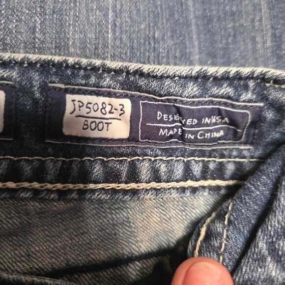 Miss Me Bootcut Jeans JP5082-3 Embellished Flap Pockets Mid Rise - Picture 8 of 10